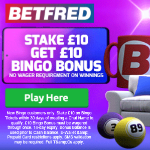 Betfred Bingo Bonus Code £10 Bonus